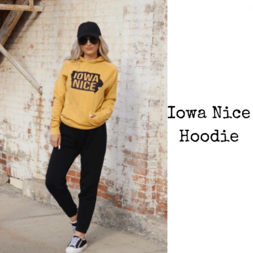 NEW -  Iowa Nice Hoodie B.ELSTUN yellow black SIZE MEDIUM - Picture 12 of 14